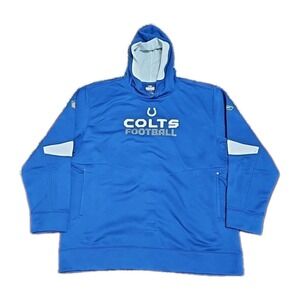 Indianapolis Colts Hoodie  XL Blue Embroidered On Field NFL Y2k Pullover Reebok
